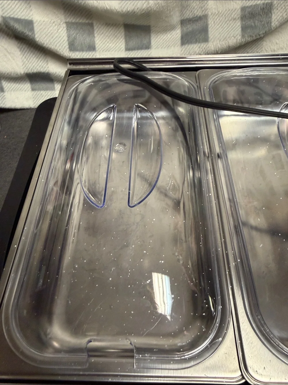 Clear Triple Compartment Food Warmer Lid Set - buffet server